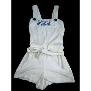Vintage 70's Terry Cloth One Piece Romper Jumper High School Cheerleader WHS